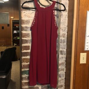 Sleeveless Burgundy Mini Dress
